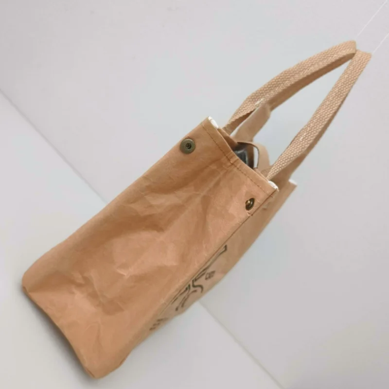 Washable Kraft Paper Insulated Lunch Bag Side View