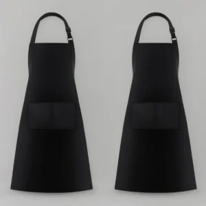 two black aprons with front pockets
