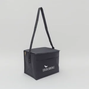 black insulated cooler bag with shoulder strap