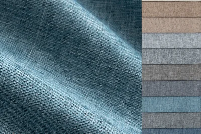 linen fabric material with natural woven texture and multiple color swatches for bag manufacturing