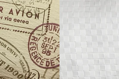 comparison of laminated and unlaminated PP woven fabric showing printed outer surface and plain woven interior