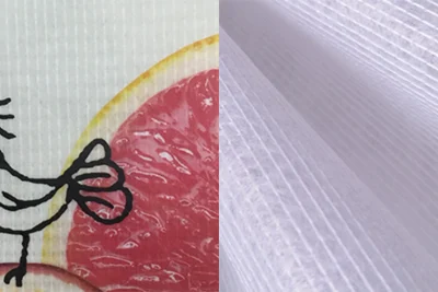 RPET Fabric With and Without Lamination comparison of printed laminated and raw RPET
