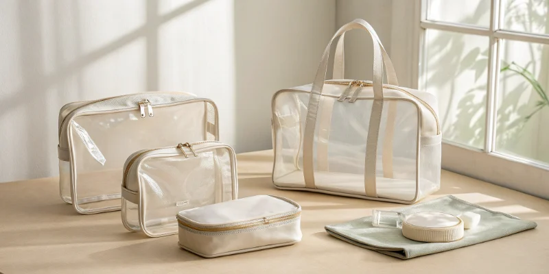 A set of clear bags in various sizes neatly displayed on a table in natural light to illustrate choosing the right size clear bags.