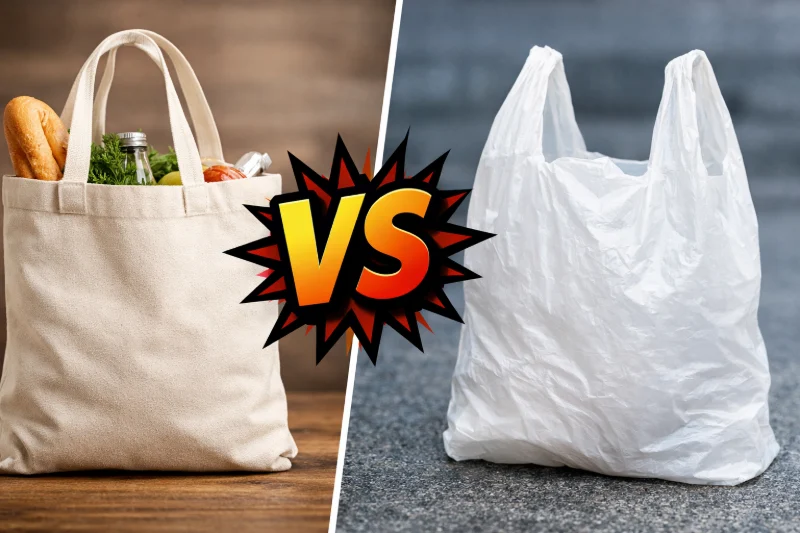 A cotton field with mature cotton bolls under sunlight, representing cotton bags vs plastic bags which is better.