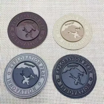 round molded rubber logo patches for custom bag branding