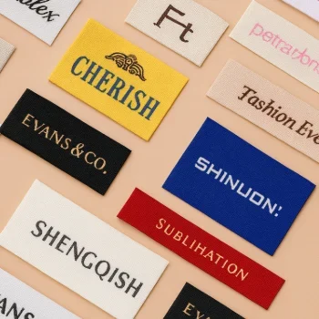 custom woven label samples for tote bags and fabric bags