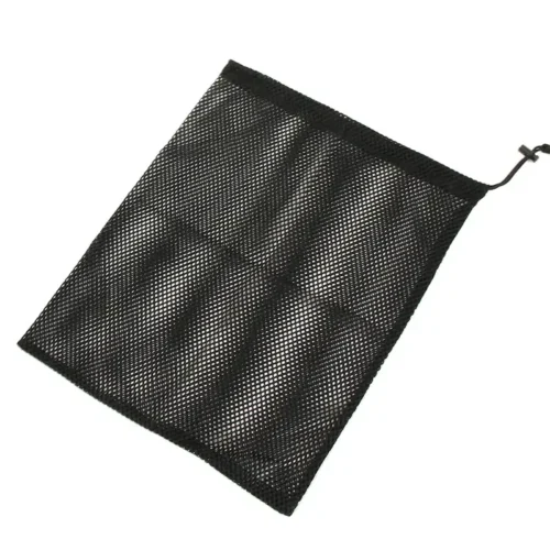 Black Polyester Mesh Drawstring Bag