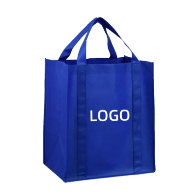 Customizable stitched nonwoven bag with reinforced handles